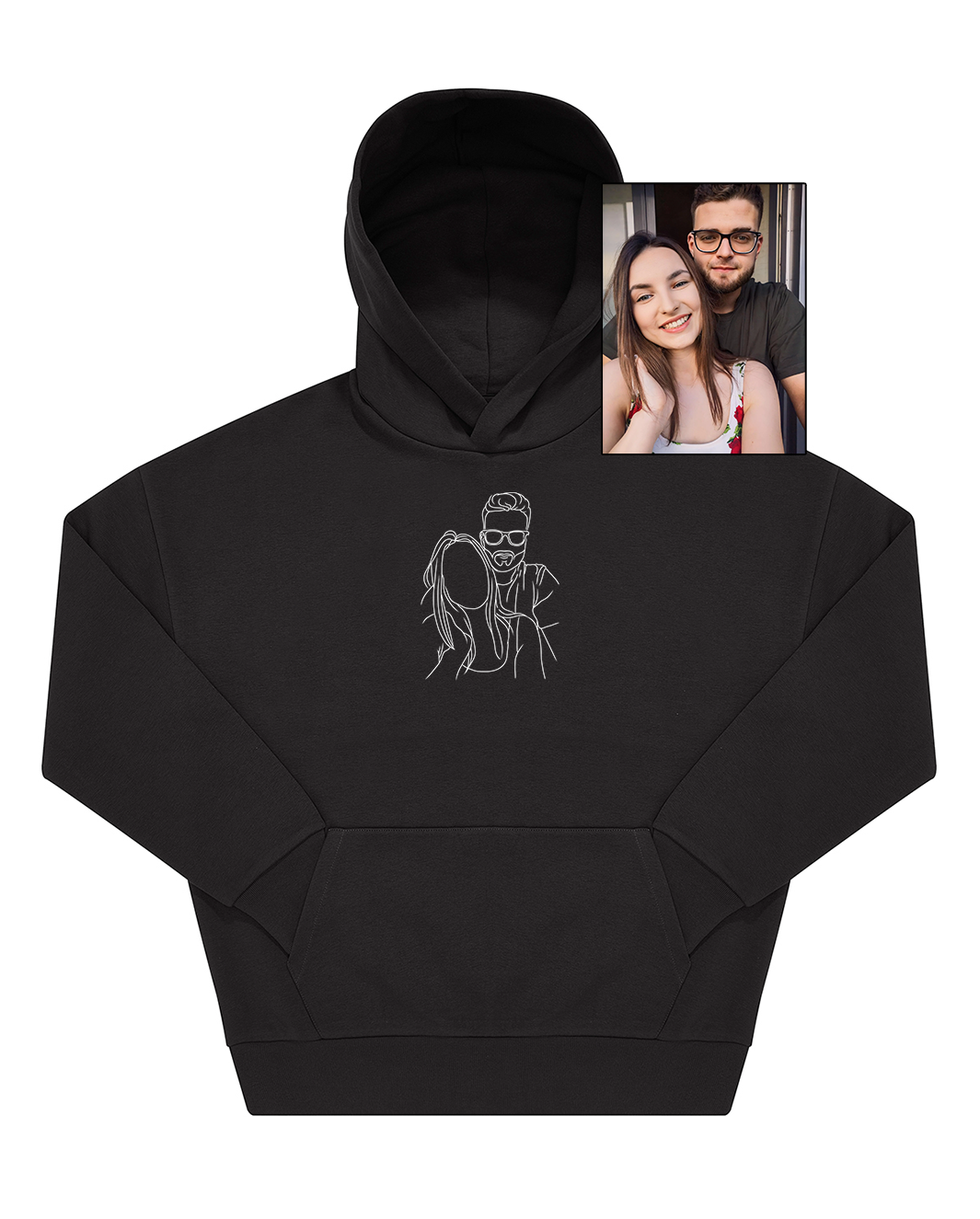 OVERSIZED Džemperis su kapišonu išsiuvinėtas pagal Jūsų nuotrauką UNISEX