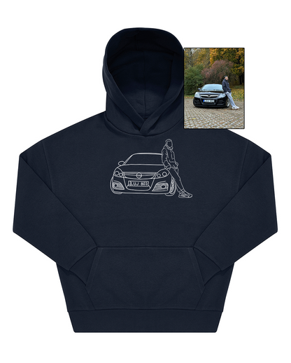 OVERSIZED Džemperis su kapišonu išsiuvinėtas pagal Jūsų nuotrauką UNISEX