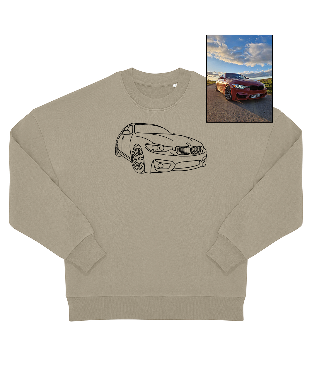 OVERSIZED Džemperis išsiuvinėtas pagal Jūsų nuotrauką UNISEX