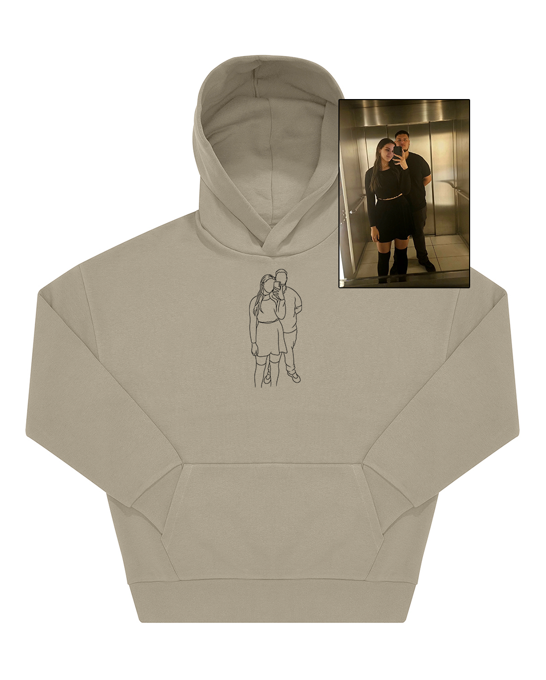 OVERSIZED Džemperis su kapišonu išsiuvinėtas pagal Jūsų nuotrauką UNISEX